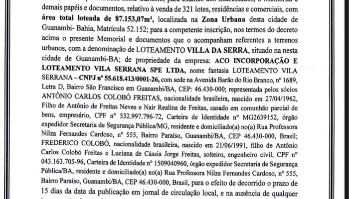 EDITAL VILLA DA SERRA 2