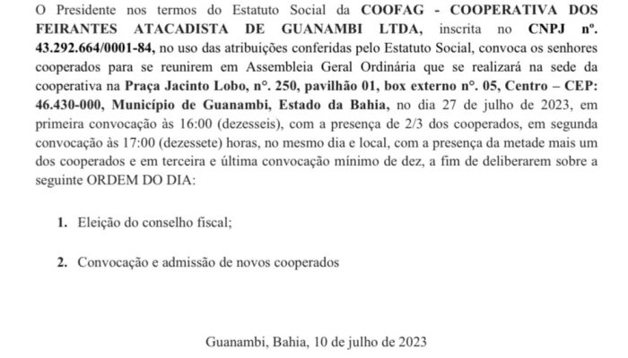 edital de demir da banana